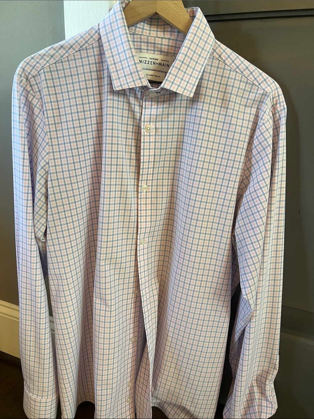 Mizzen+Main Pink and Light Blue Windowpane Dress Shirt
